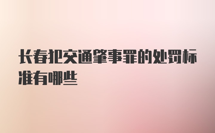 长春犯交通肇事罪的处罚标准有哪些