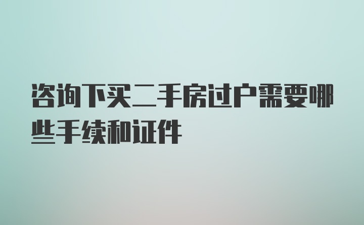 咨询下买二手房过户需要哪些手续和证件