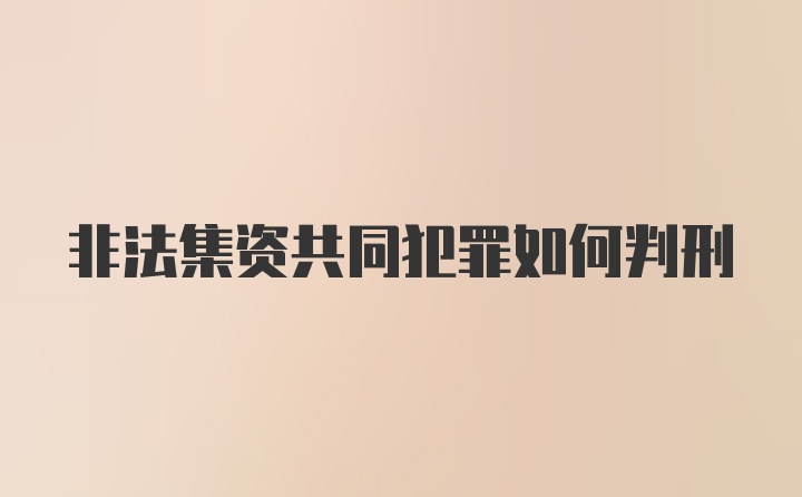 非法集资共同犯罪如何判刑