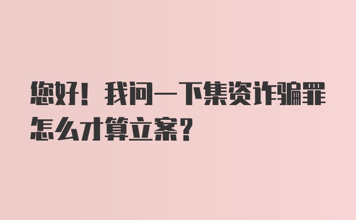 您好！我问一下集资诈骗罪怎么才算立案？