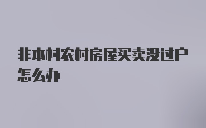 非本村农村房屋买卖没过户怎么办