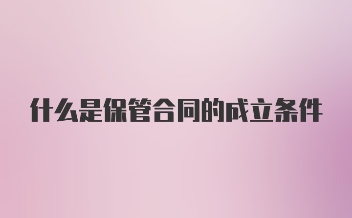 什么是保管合同的成立条件