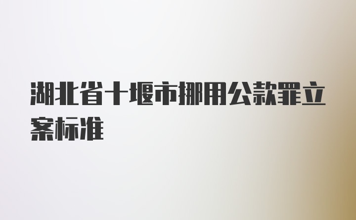 湖北省十堰市挪用公款罪立案标准