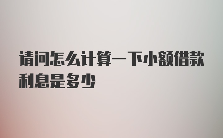 请问怎么计算一下小额借款利息是多少