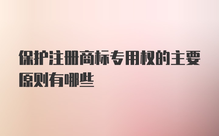 保护注册商标专用权的主要原则有哪些