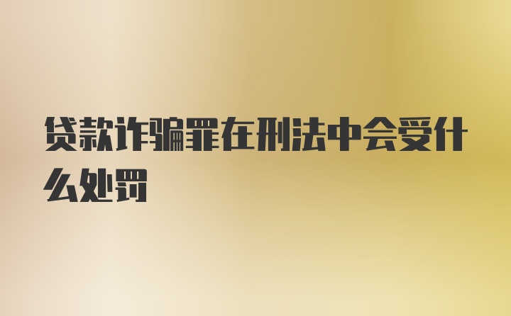 贷款诈骗罪在刑法中会受什么处罚