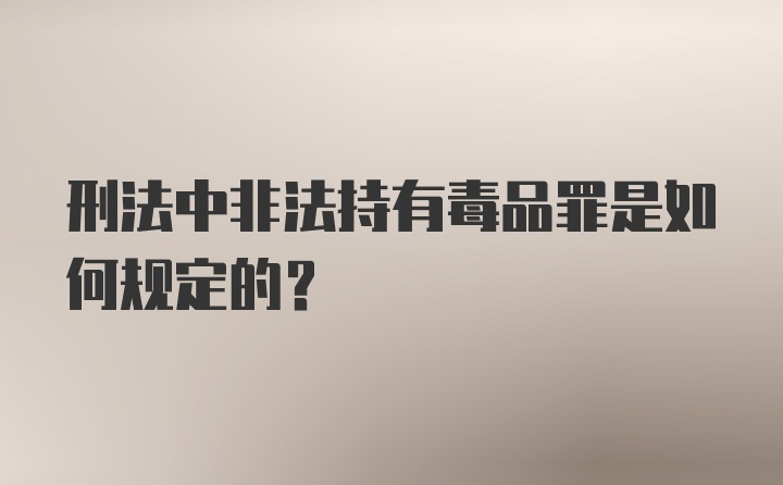 刑法中非法持有毒品罪是如何规定的?