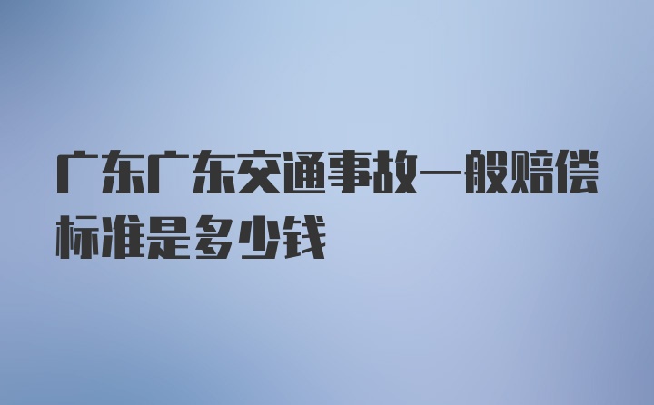 广东广东交通事故一般赔偿标准是多少钱