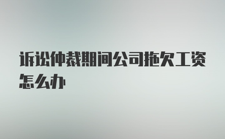 诉讼仲裁期间公司拖欠工资怎么办