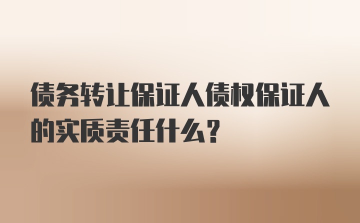 债务转让保证人债权保证人的实质责任什么？