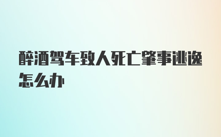 醉酒驾车致人死亡肇事逃逸怎么办