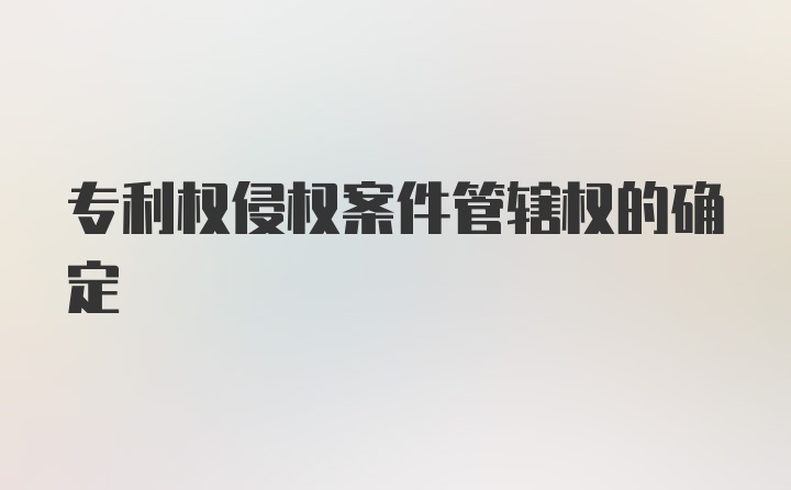 专利权侵权案件管辖权的确定