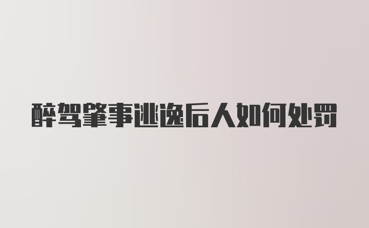 醉驾肇事逃逸后人如何处罚