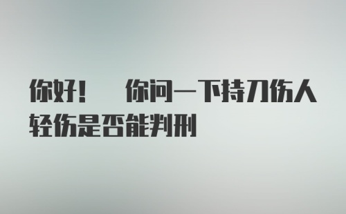 你好! 你问一下持刀伤人轻伤是否能判刑