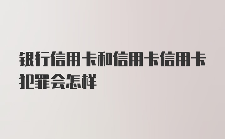 银行信用卡和信用卡信用卡犯罪会怎样