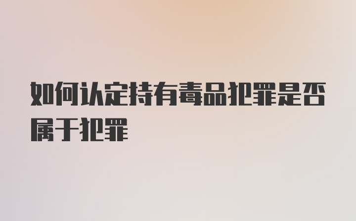 如何认定持有毒品犯罪是否属于犯罪