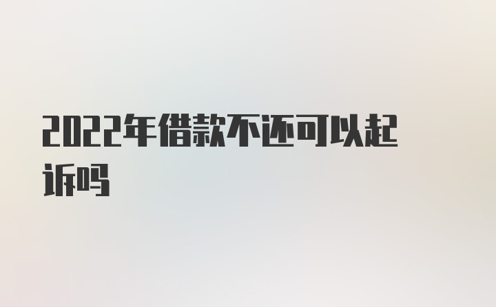 2022年借款不还可以起诉吗