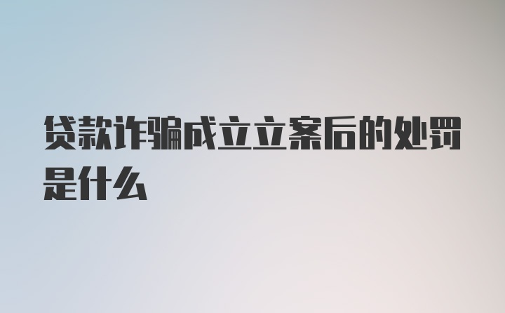 贷款诈骗成立立案后的处罚是什么