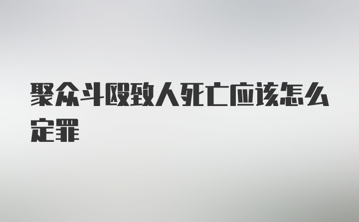 聚众斗殴致人死亡应该怎么定罪