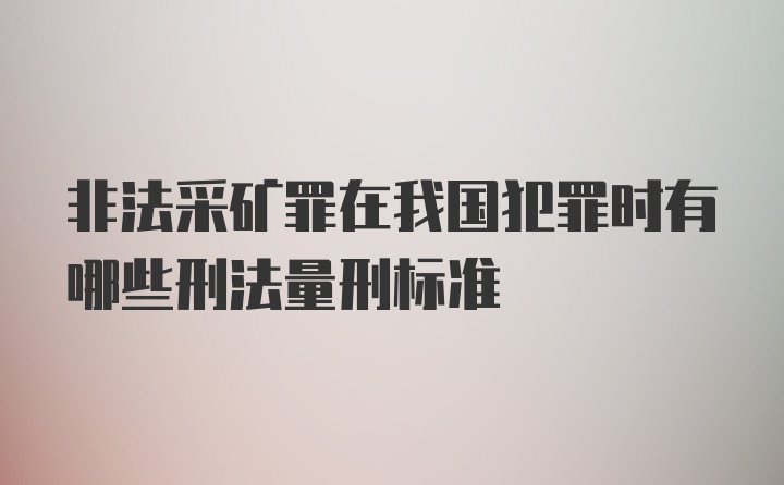 非法采矿罪在我国犯罪时有哪些刑法量刑标准