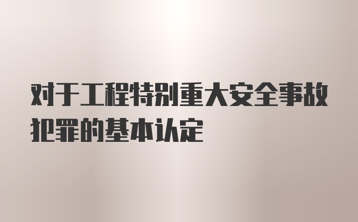 对于工程特别重大安全事故犯罪的基本认定