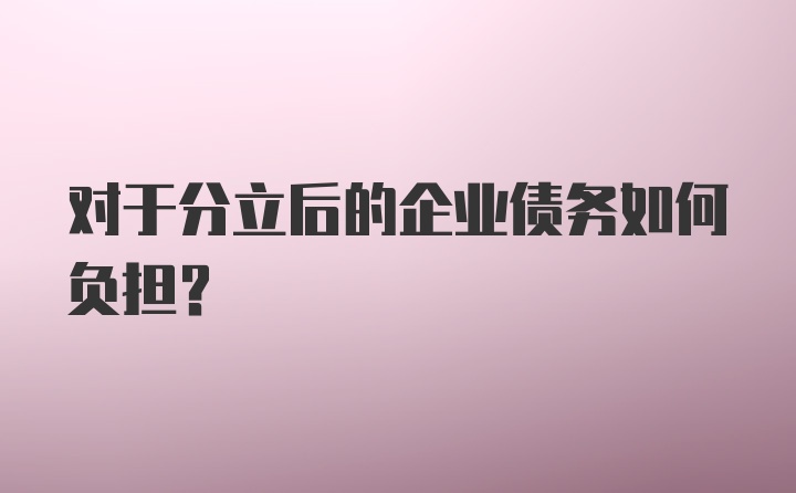 对于分立后的企业债务如何负担？