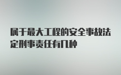 属于最大工程的安全事故法定刑事责任有几种