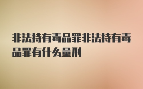 非法持有毒品罪非法持有毒品罪有什么量刑