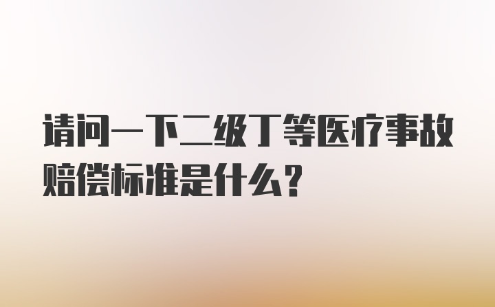 请问一下二级丁等医疗事故赔偿标准是什么？