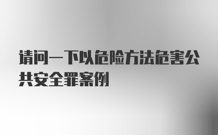 请问一下以危险方法危害公共安全罪案例