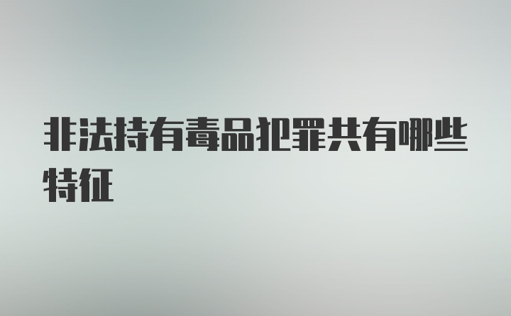 非法持有毒品犯罪共有哪些特征