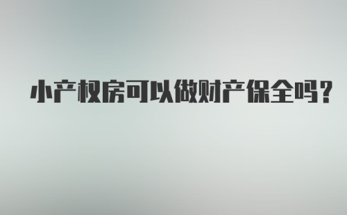 小产权房可以做财产保全吗？