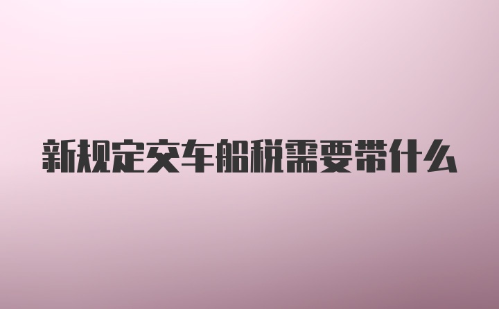 新规定交车船税需要带什么