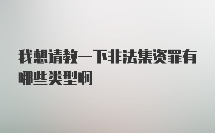 我想请教一下非法集资罪有哪些类型啊