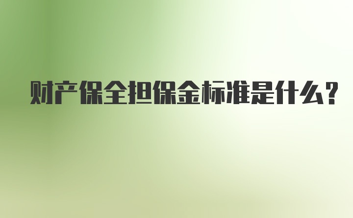 财产保全担保金标准是什么?