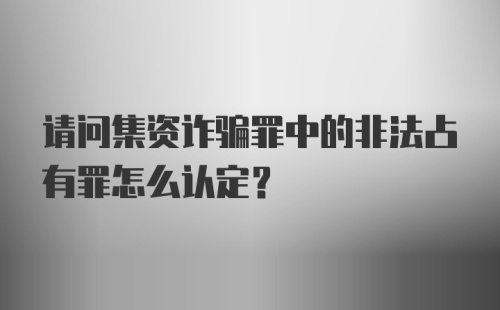 请问集资诈骗罪中的非法占有罪怎么认定?