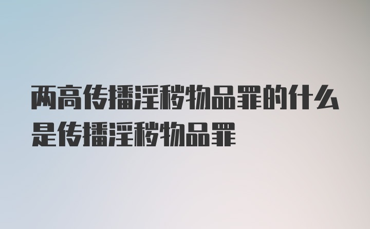 两高传播淫秽物品罪的什么是传播淫秽物品罪