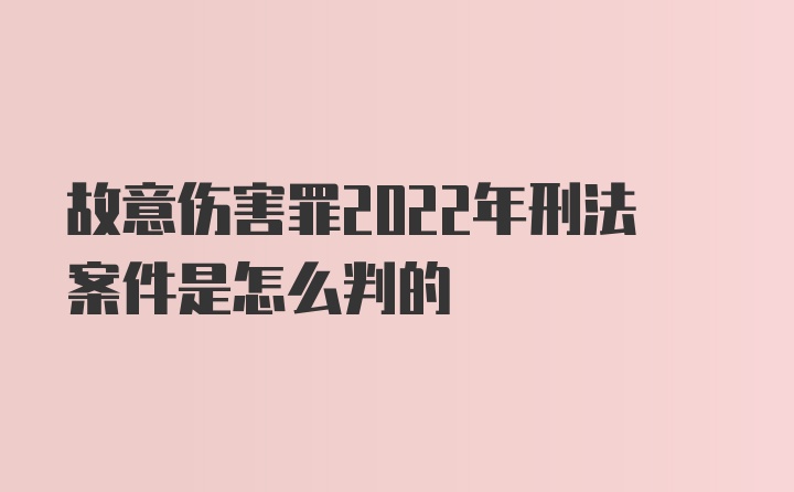 故意伤害罪2022年刑法案件是怎么判的