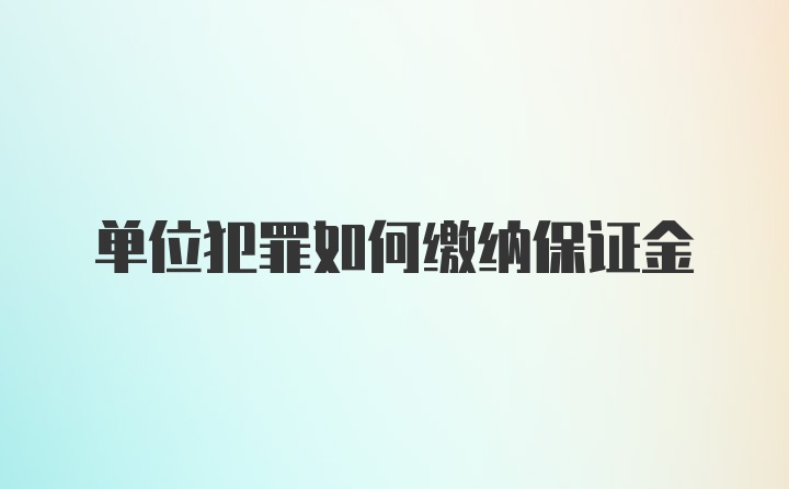 单位犯罪如何缴纳保证金