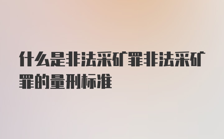 什么是非法采矿罪非法采矿罪的量刑标准