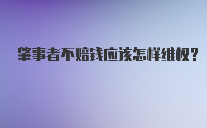 肇事者不赔钱应该怎样维权？