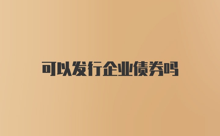 可以发行企业债券吗