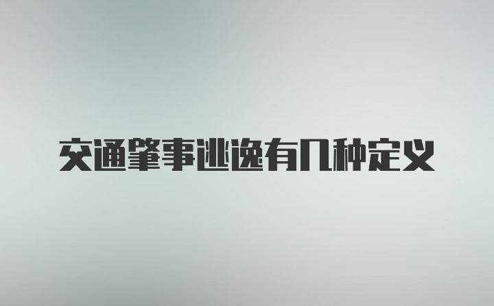 交通肇事逃逸有几种定义