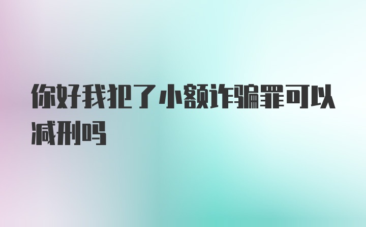 你好我犯了小额诈骗罪可以减刑吗