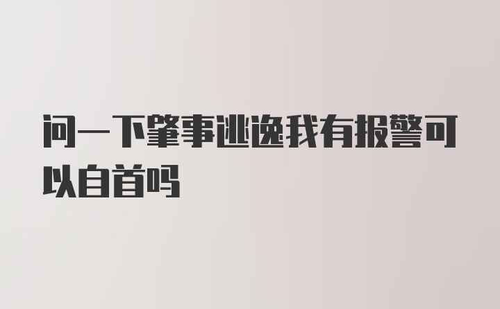 问一下肇事逃逸我有报警可以自首吗