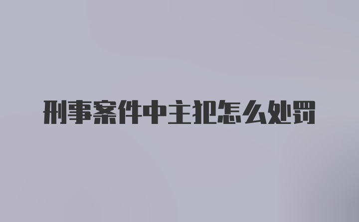 刑事案件中主犯怎么处罚