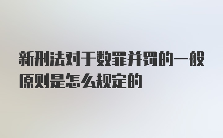 新刑法对于数罪并罚的一般原则是怎么规定的