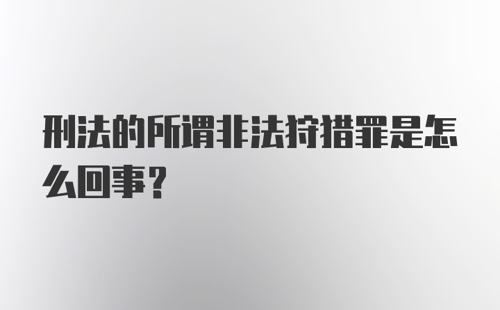 刑法的所谓非法狩猎罪是怎么回事？