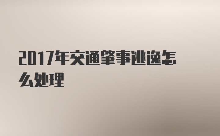 2017年交通肇事逃逸怎么处理