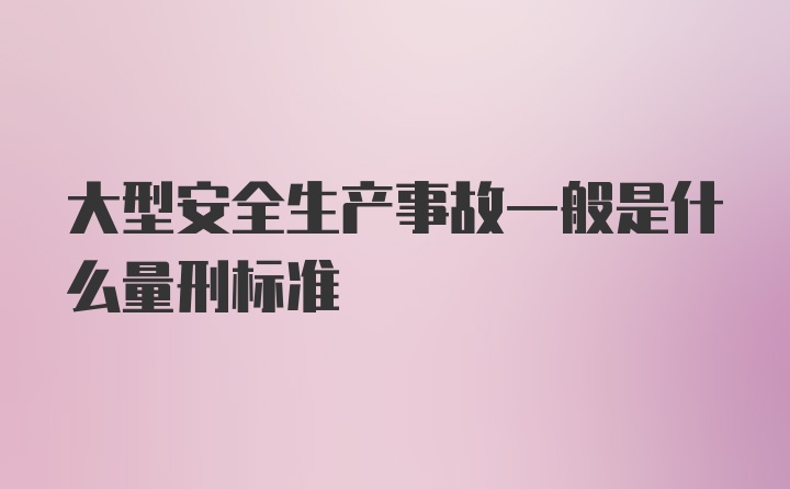 大型安全生产事故一般是什么量刑标准